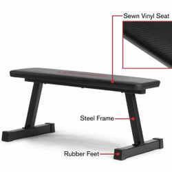  Weider Traditional Flat Bench with a Sewn Vinyl Seat, 460 lb. Weight Limit