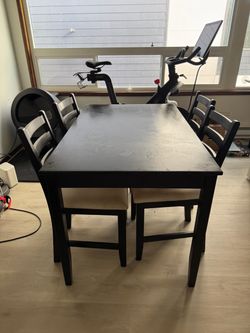 Black Wood IKEA Dining Table and Chairs