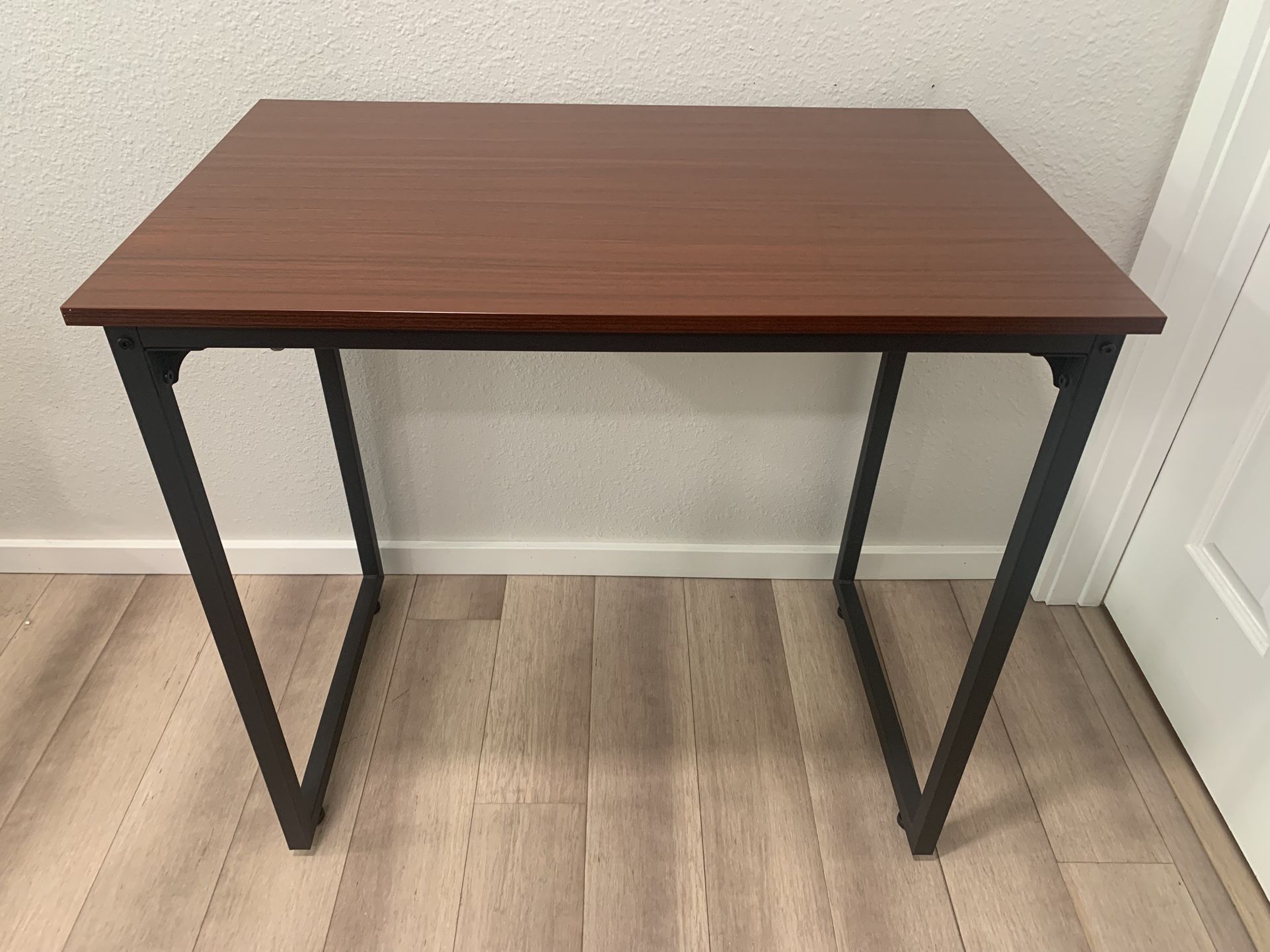 Small Faux-Wood And Metal Desk