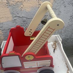 Wooden Fire Truck Baby Walker – Push Toy with Bell