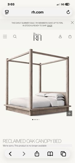 RH- Queen Reclaimed Oak Canopy bed