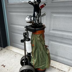 Wilson Golf Club set with good grips, bag & rolling cart