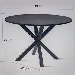Modern round dining table + 4 upholstered chairs