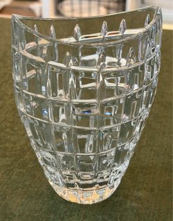 Clear Lead Crystal Grid Pattern Vase