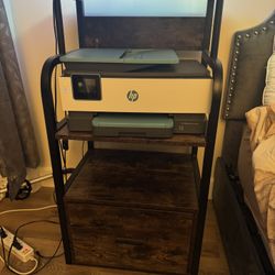 Hp 2080E Printer With Printer Stand Shelf And Drawer