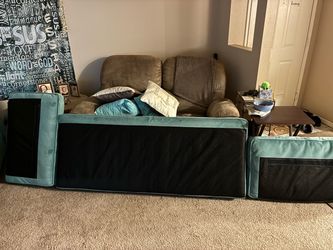 Mid Century Modern Teal Velvet Tufted Sofa