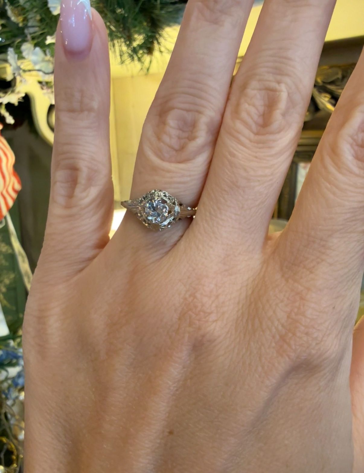 18K Gold Natural Old European Cut Diamond Ring
