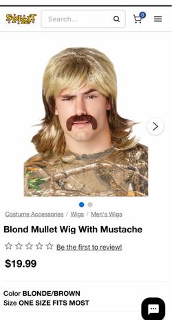 Men Halloween Costume Wig with Mustache