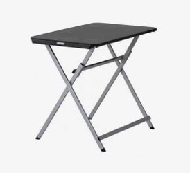 Compact Folding Table Black Top Silver Frame