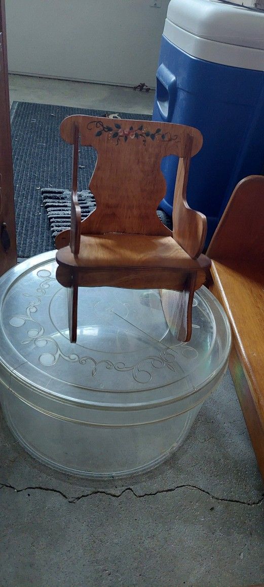 Vintage Puzzle Wood Rocking Chair (Doll)