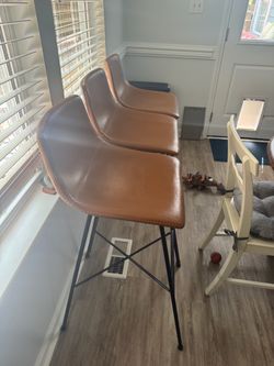 Poly & Bark Leather Barstools (3)