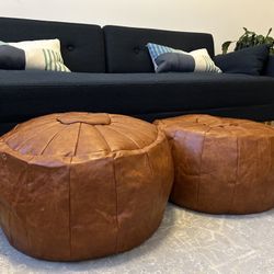 2 Brand New Unused faux leather Moroccan poufs with Bean Bag Fill for Sale  in New York, NY - OfferUp