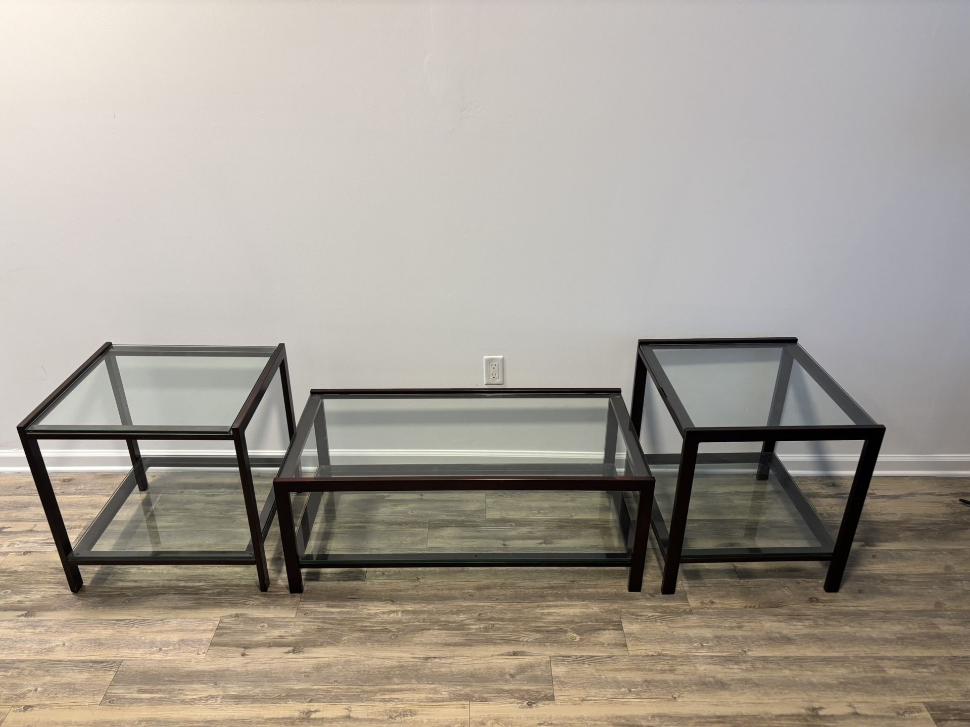 Glass Coffee Table & 2 End Tables