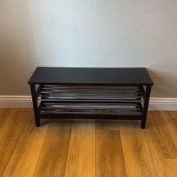 Wood and Metal Shoe Bench – Two Tier Shoe Rack