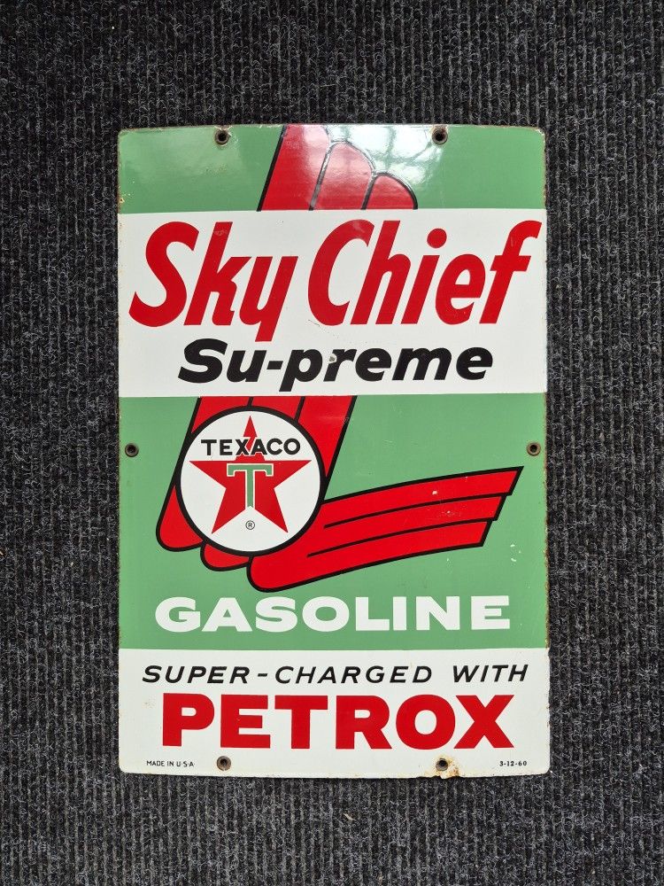 Original 1960 Texaco Sky Chief Pump Plate 12x18"