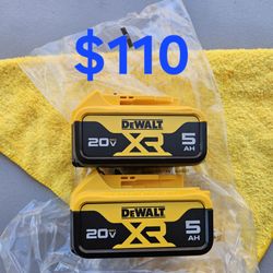 $110 New 2x Dewalt XR 5.0ah Battery Set (20-Volt)