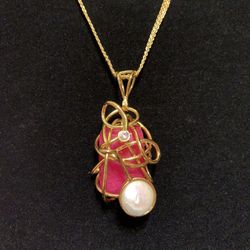  Handmade Wire Wrapped Pendant With Mother Of Pearl 