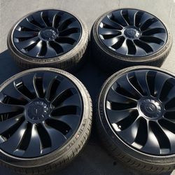 21” Oem Tesla Model Y Factory Wheels 21 Inch Satin Black Rims Tesla Y New