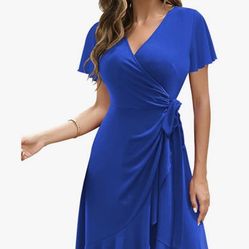 Beautiful Royal Blue Wrap Dress 