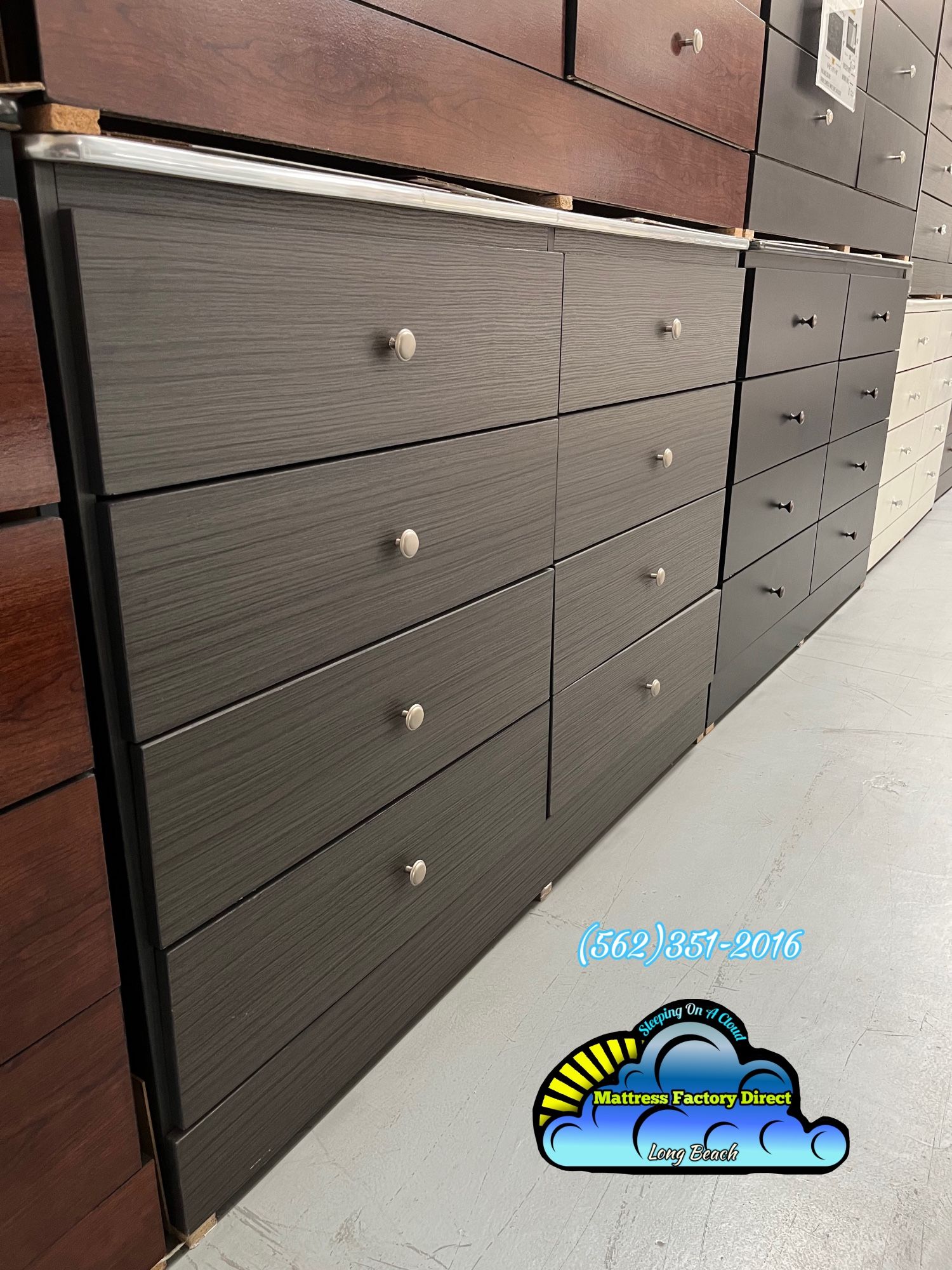 Grey Eight Drawer Premium With Railings Chest Dresser 