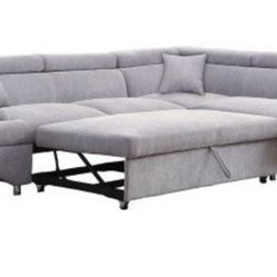 Grey Sectional Couch Sofa With Pull Out Bed! 