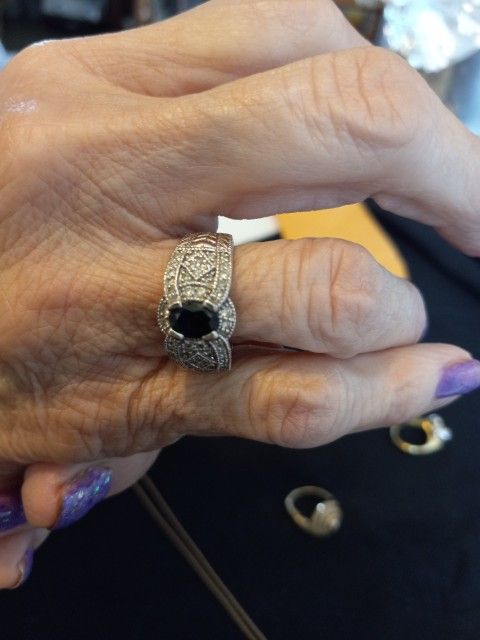 Ring With Sapphire In It White Gold 14 Karat