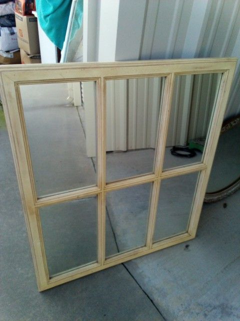 Vintage MIRROR Wood Frame - Antique Glass Decor Square Shabby Chic Reclaimed 