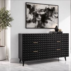 6 Drawer Dresser with Diamond Pattern,  Storage Cabinet TV Stand,  G-2