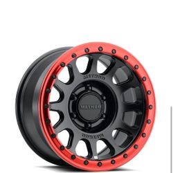 4-Method Race MR709HD 17x8.5 6X5.5 6X139.7 ET0 Matte Black Red Ring Beadgrip Wheels
 (We Finance)