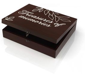 Large Wooden Memory Box for Funeral Celebration of Life Funeral Memorial Box with Latch 11.8 x 9.8 x 3 Inch Remembrance Keepsake Storage Share a Memor