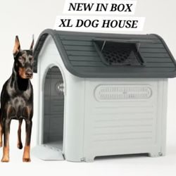 NEW IN BOX XL & TALL Dog House All Weather Raised Base / Skylight & Vents Dog House Casa De Mascota For Tall Big Dogs Dog Igloo Animal Shelter 