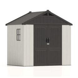 8-ft × 6-ft Kick-it White Gable Roof Plastic Resin Storage Shed