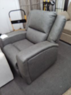 Manual Recliner Chair In Grey Faux Leather 