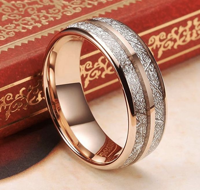 ON SALE NOW! 8mm Tungsten rose gold plated men wedding ring