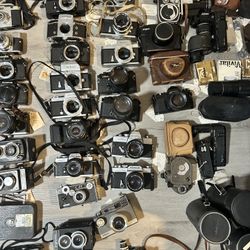 Vintage Film Camera Collection Lot – 40+ Cameras & Lenses Nikon Canon Minolta