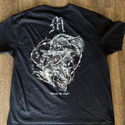 Through The Ringer Wolf Barbed Wire Shir