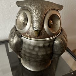 Antique Metal Owl Ice Bucket Mid-Century Decor