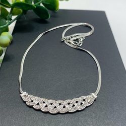 Romantic Choker Chain Necklace, Silver Color