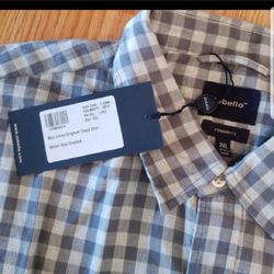 (XXL) Men’s Zobello Grey Gingham Shirt