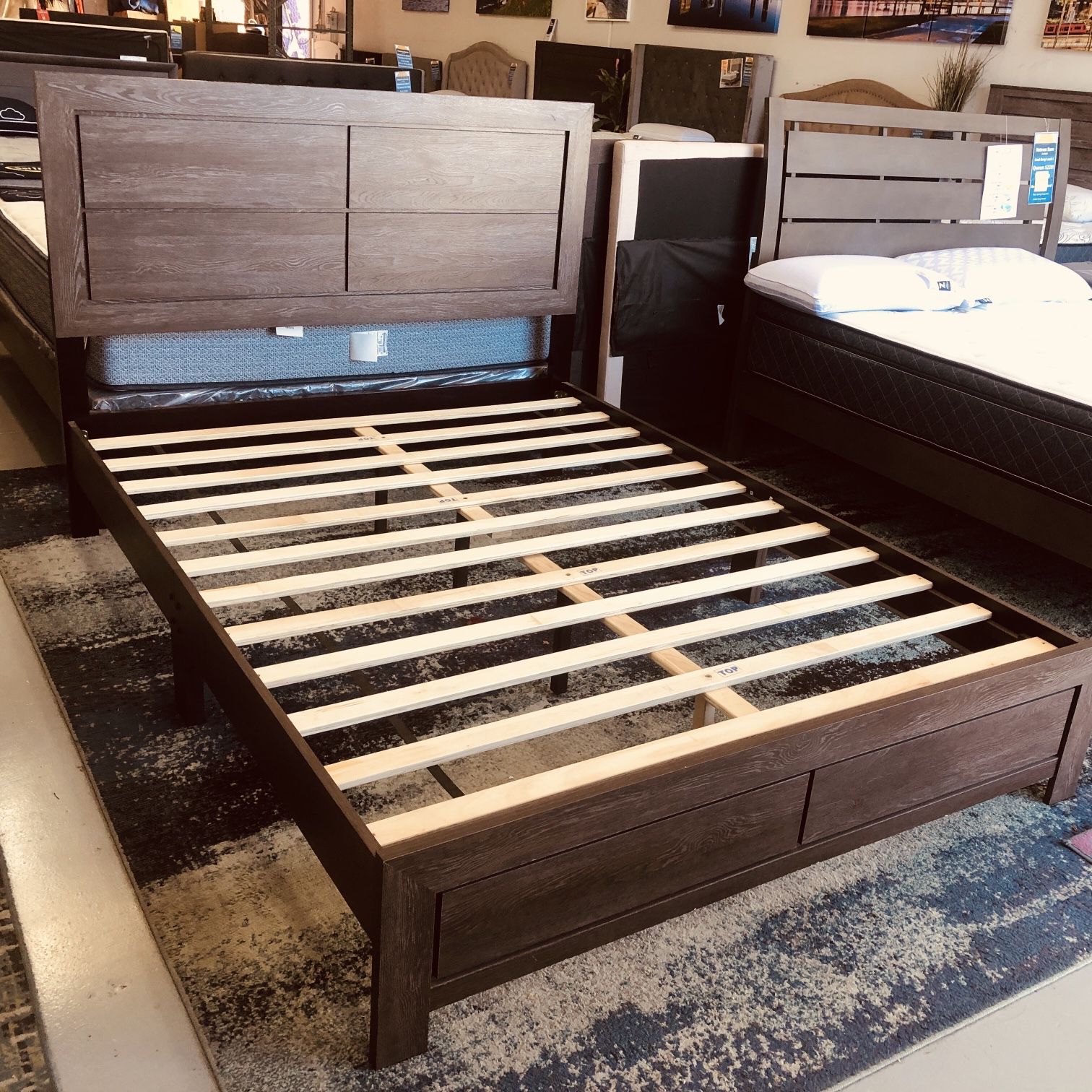 New Platform Bed Frame Wooden Look King Queen And Full From Only 
