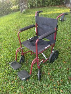 Medline Red Transport Wheelchair  like new