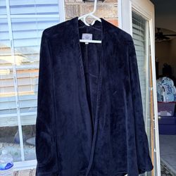 UGG Fluffy Black Cardigan Medium Long Sleeve Sweater Jacket Women Pockets