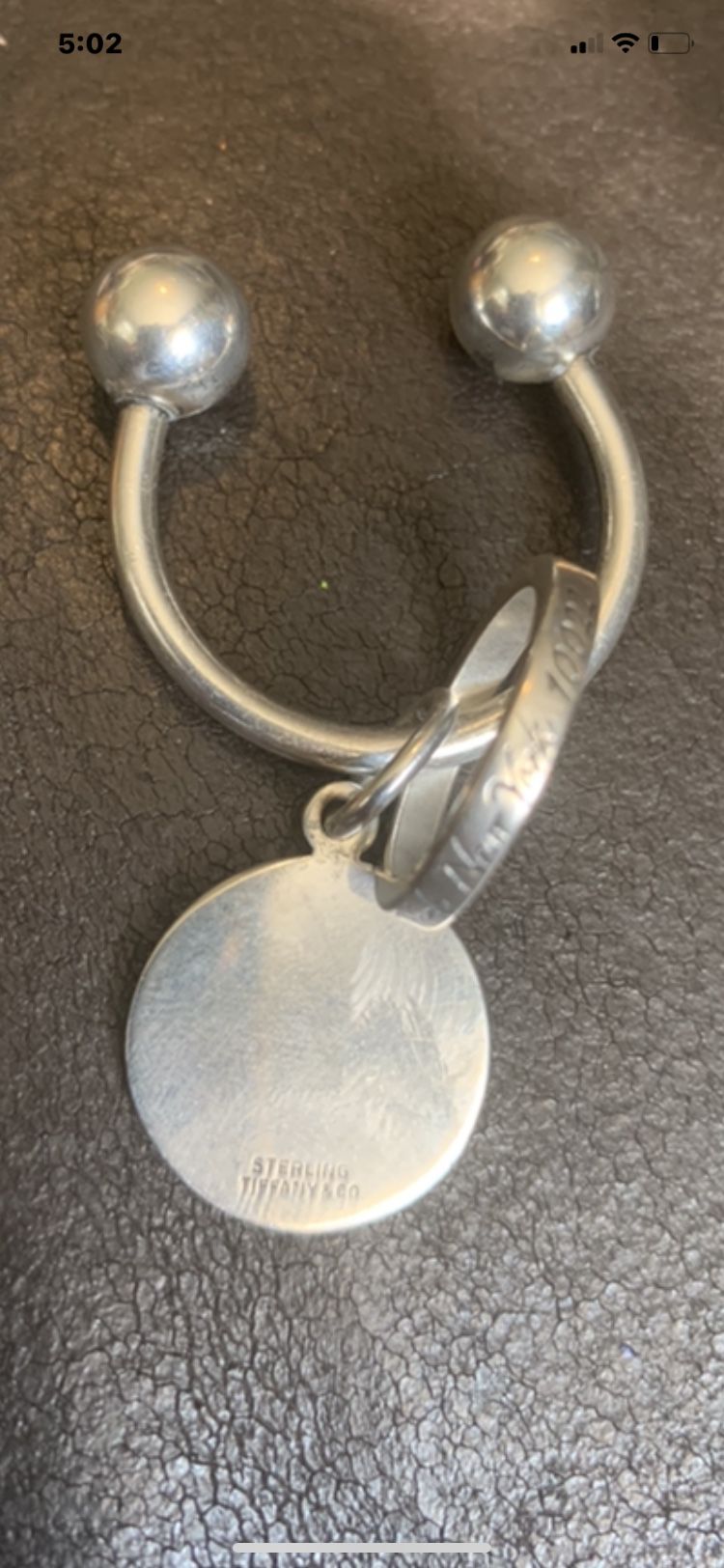 Tiffany &Co Duo Engraved Keychain And Pinky Ring Sz 5