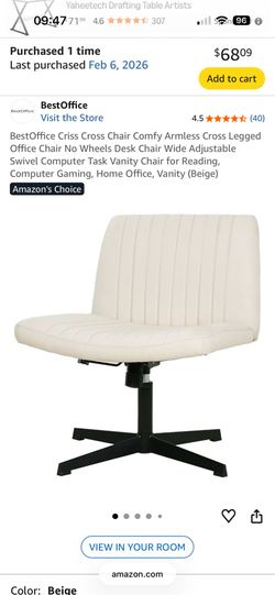 BestOffice Criss Cross Chair Comfy Armless