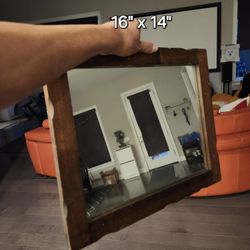 Attic Find 50 Yrs Old Wood Mirror Table Top Or Wall Hanging