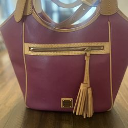 Dooney & Bourke Saffiano Leather Purple Pink Maddie Shoulder Bag