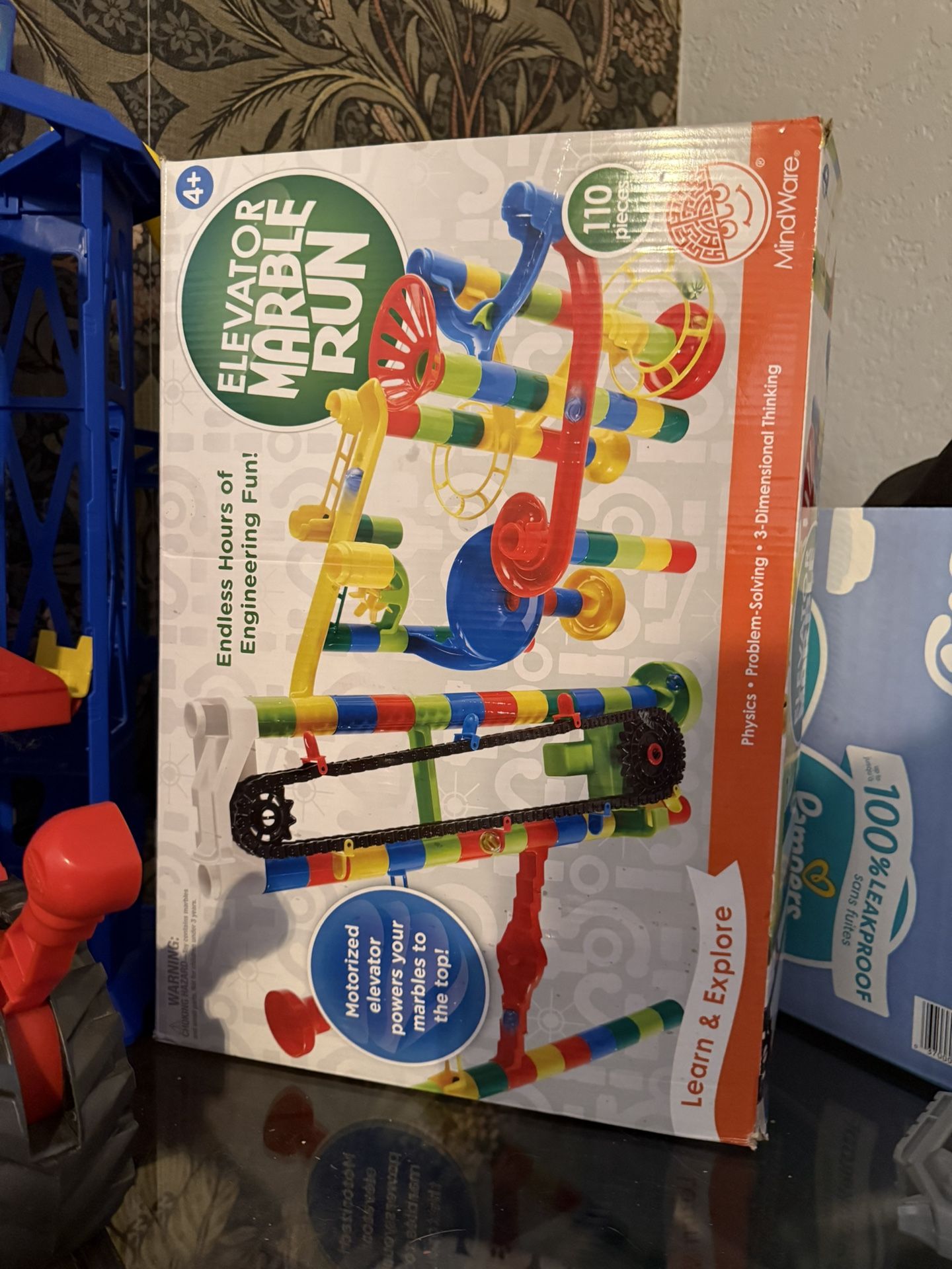 Elevator Marble Run. Open Box.