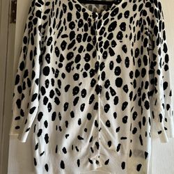 Cyrus White/Black Leopard Print Cardigan XL