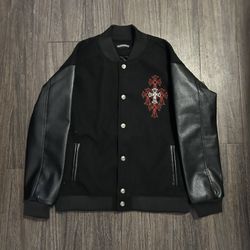 Black Chrome Letterman Jacket 
