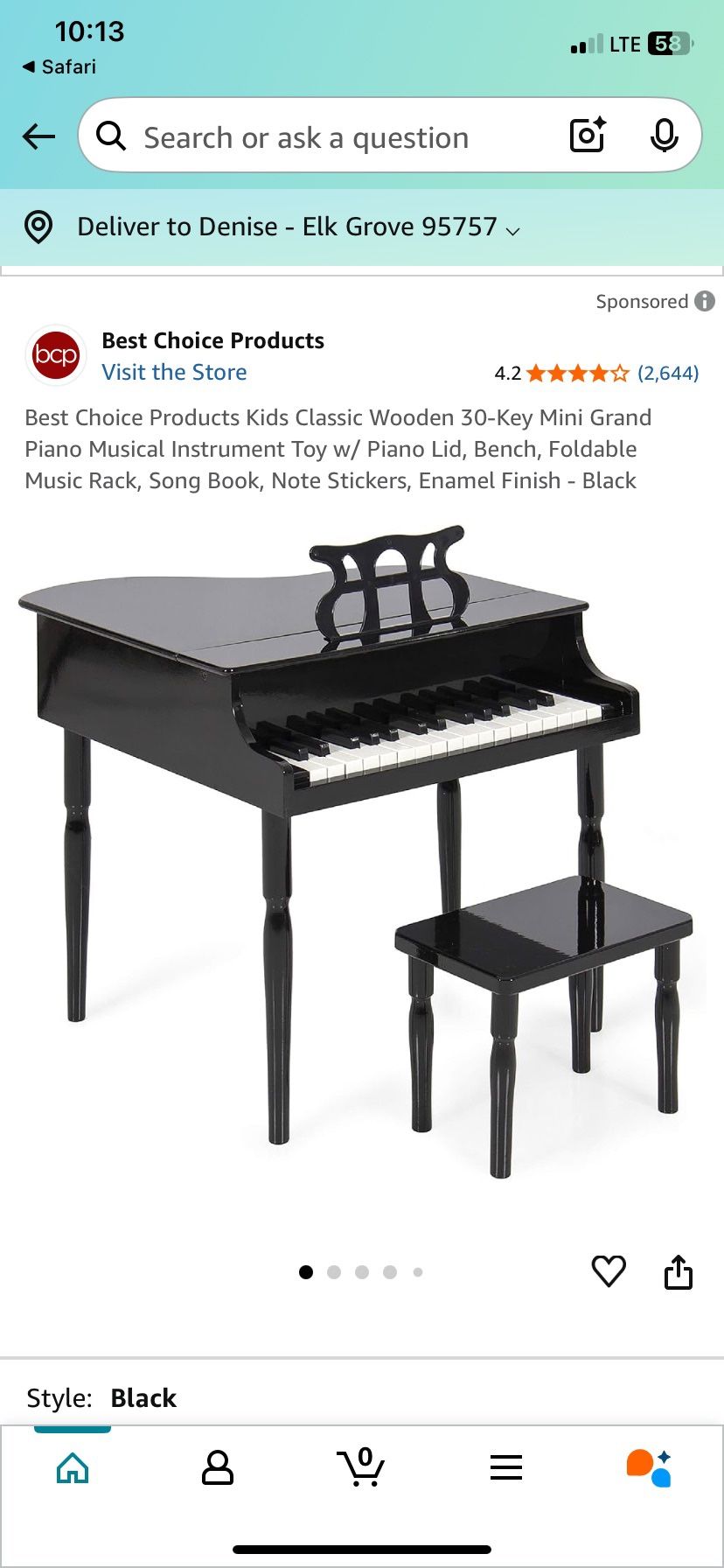 Kids Baby Grand Piano -black (NEW)